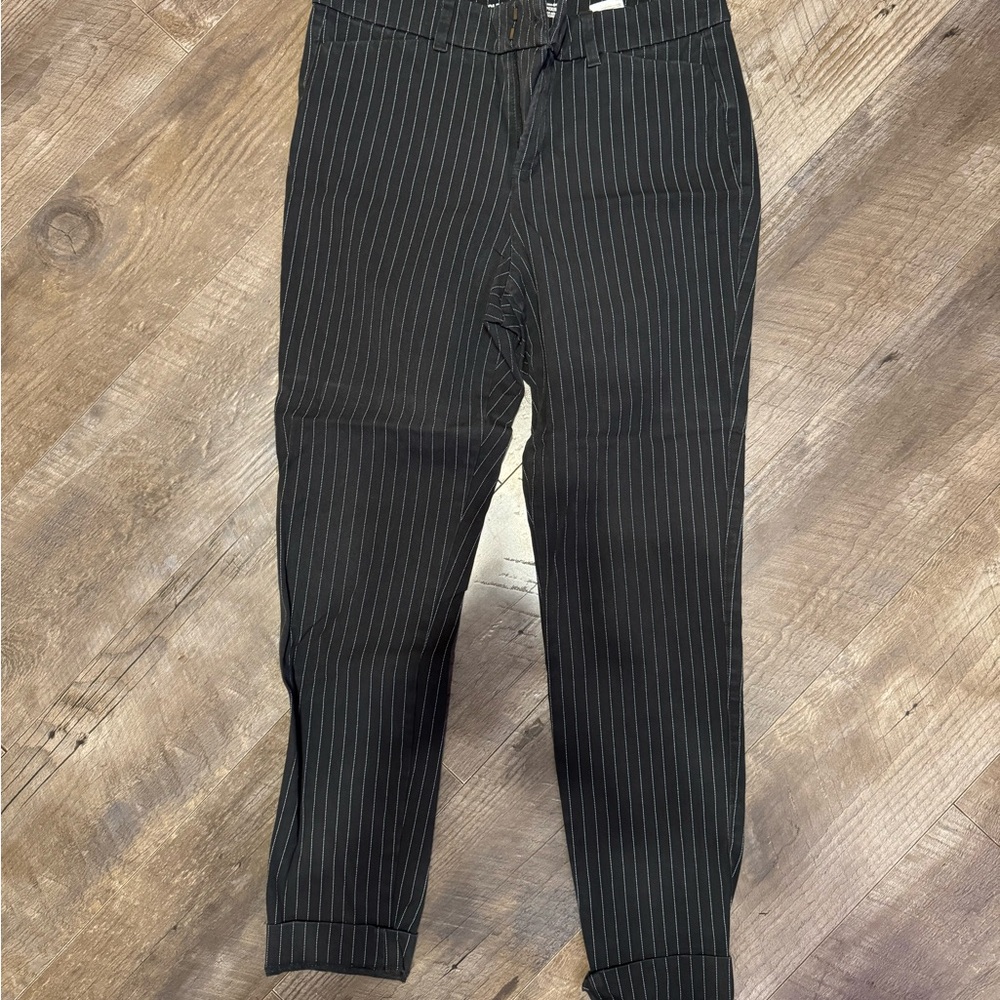 Women’s High Waisted Black Pinstripe Pants